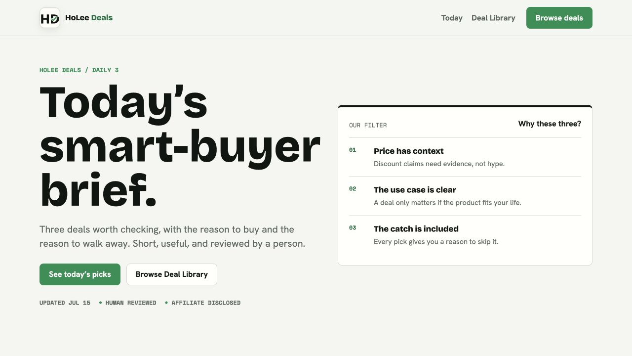 HoLee Deals smart buyer brief homepage