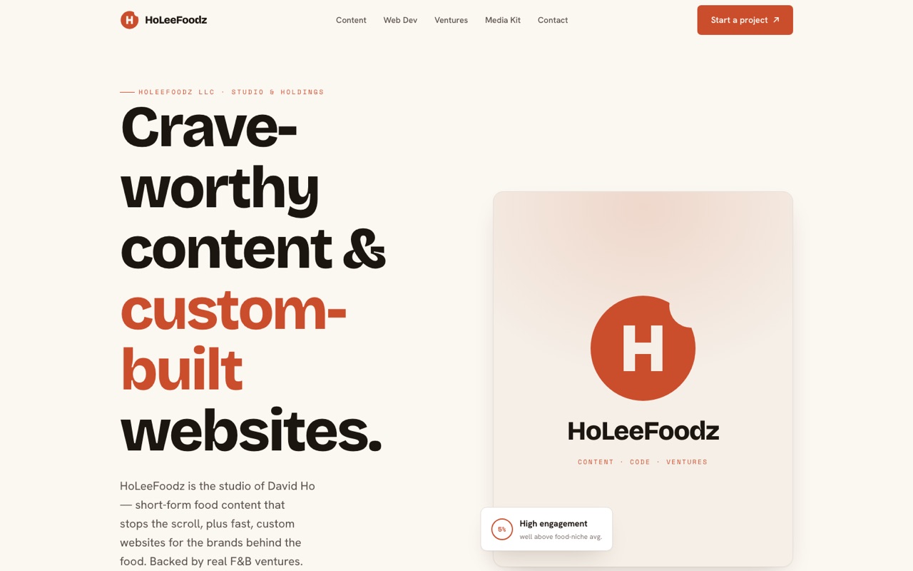 HoLeeFoodz studio homepage